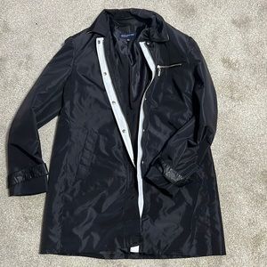 Jones New York jacket perfect for rainy weather with faux leather detail